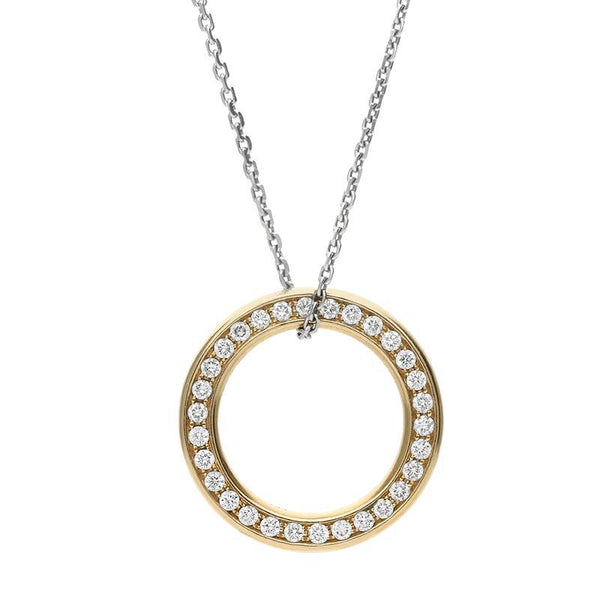 18ct Rose Gold 1.30ct Diamond Open Circle Necklace. ATD018.