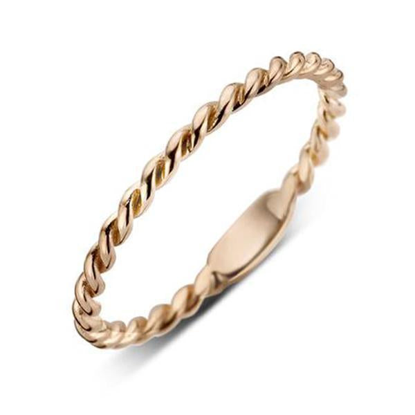 18ct Rose Gold Diamond Twisted Stacking Ring BLC-066
