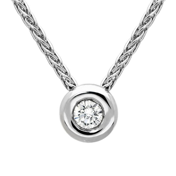 18ct White Gold 0.06ct Diamond Brilliant Cut Solitaire Necklace BLC-100