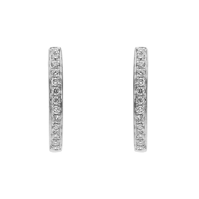 18ct White Gold 0.13ct Diamond Hoop Earrings. E2118