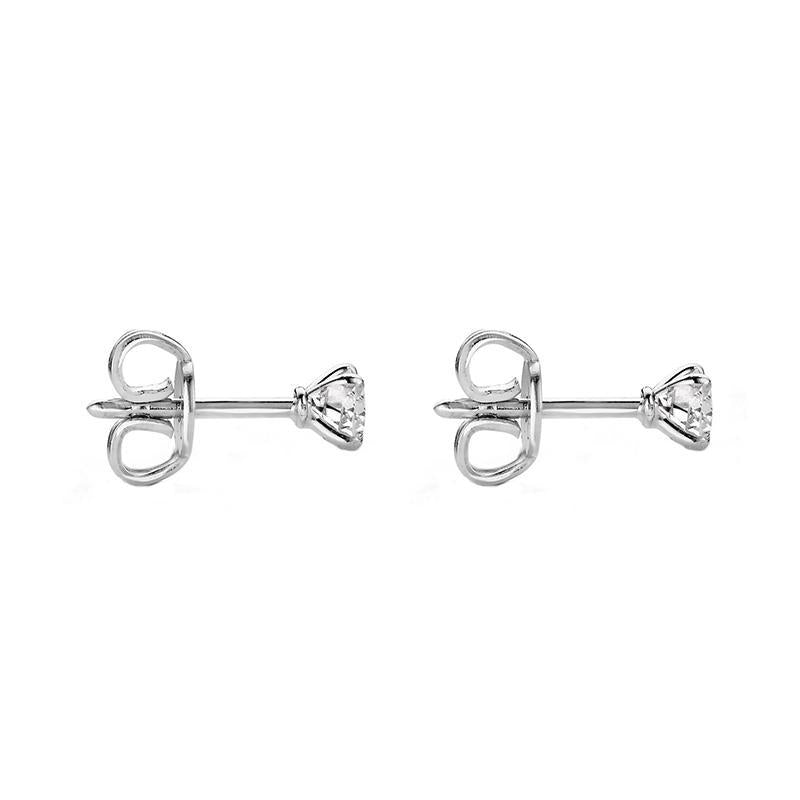 18ct White Gold 0.14ct Diamond Claw Set Solitaire Stud Earrings BLC-043