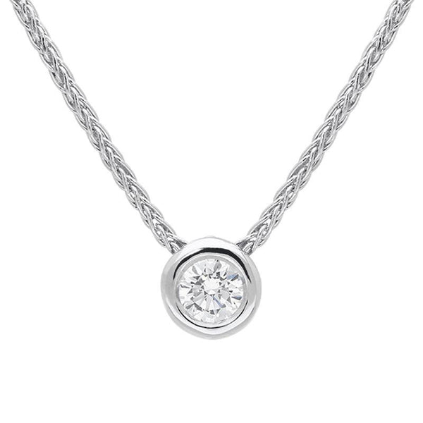 18ct White Gold 0.15ct Diamond Brilliant Cut Solitaire Necklace BLC-102