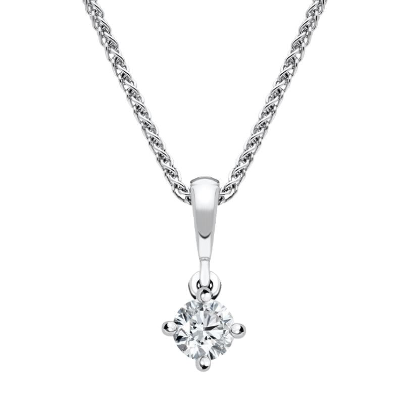 18ct White Gold 0.15ct Diamond Brilliant Cut Solitaire Necklace FEU-2185