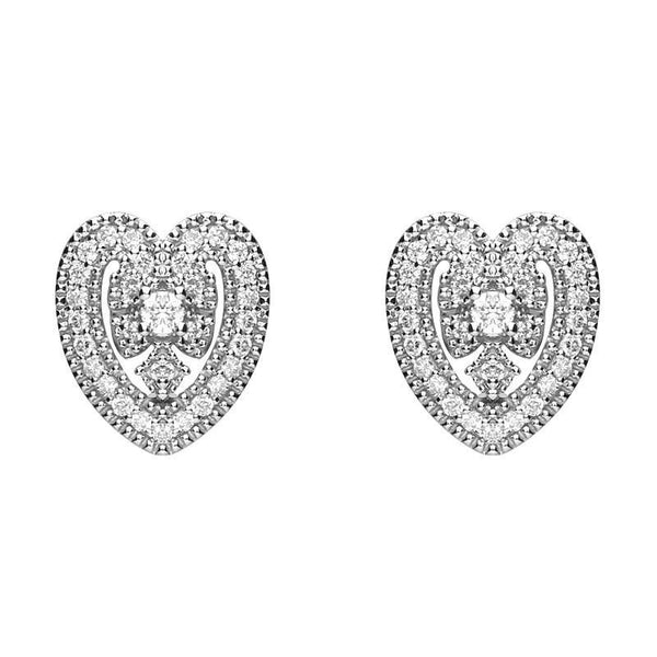 18ct White Gold 0.15ct Diamond House Style Leaf Stud Earrings E2287