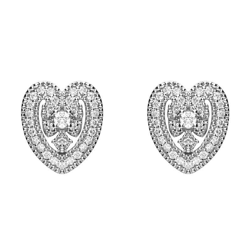 18ct White Gold 0.15ct Diamond House Style Leaf Stud Earrings E2287