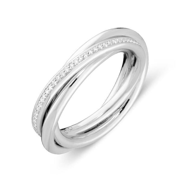 18ct White Gold 0.16ct Diamond Three Band Eternity Ring, STC-028.