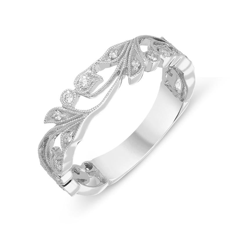 18ct White Gold 0.18ct Diamond Floral Ring. R1102.