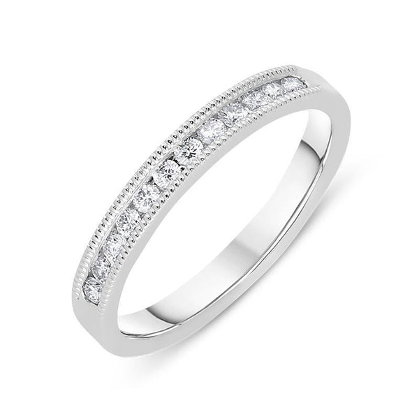 18ct White Gold 0.20ct Diamond Half Eternity Wedding Band Ring. BNN-078.