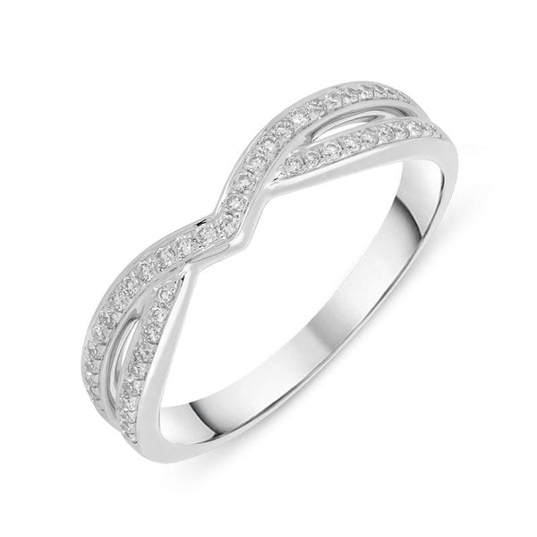 18ct White Gold 0.21cts Diamond Pave Two Row Ring, R1076.