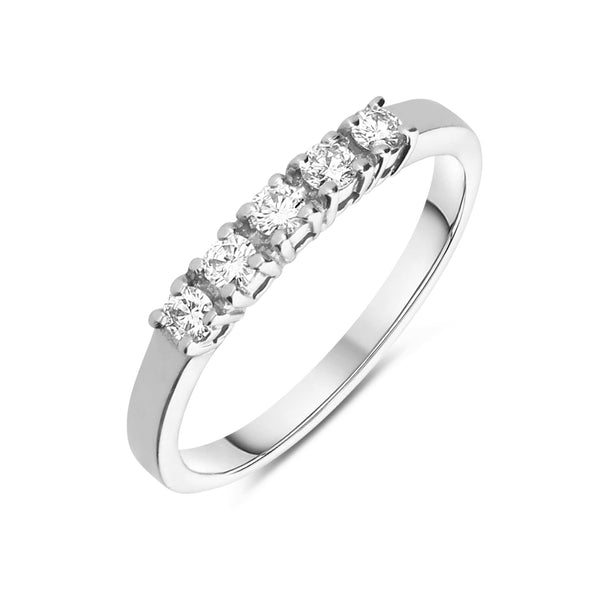 18ct White Gold 0.24ct Diamond Five Stone Half Eternity Ring R271B