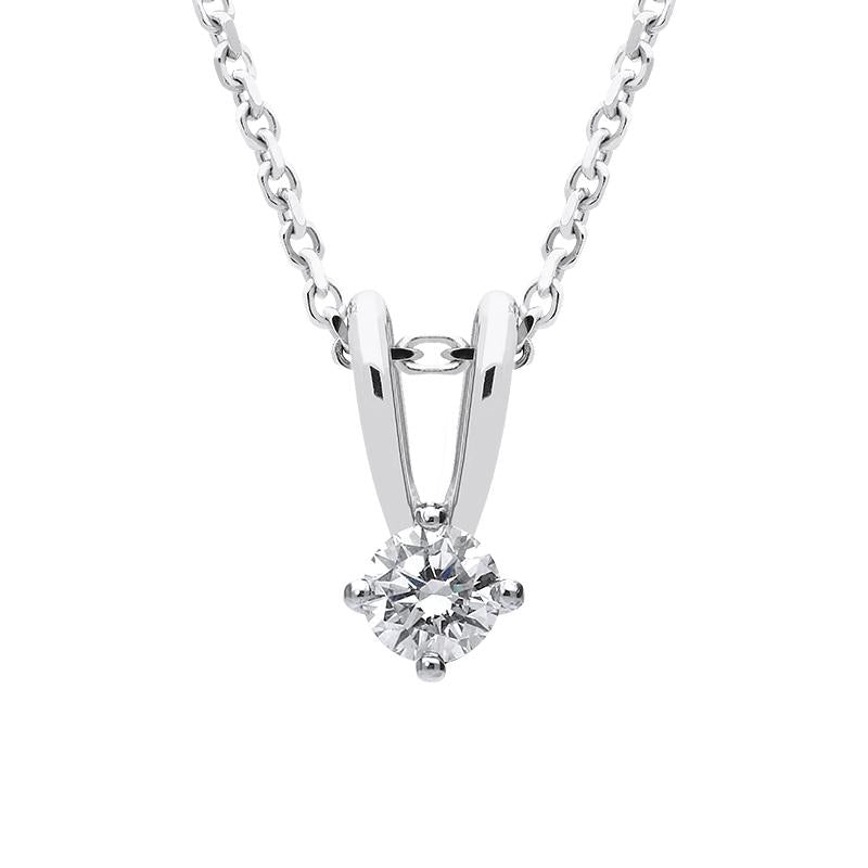 18ct White Gold 0.25ct Diamond Solitaire Necklace. FEU-1621.