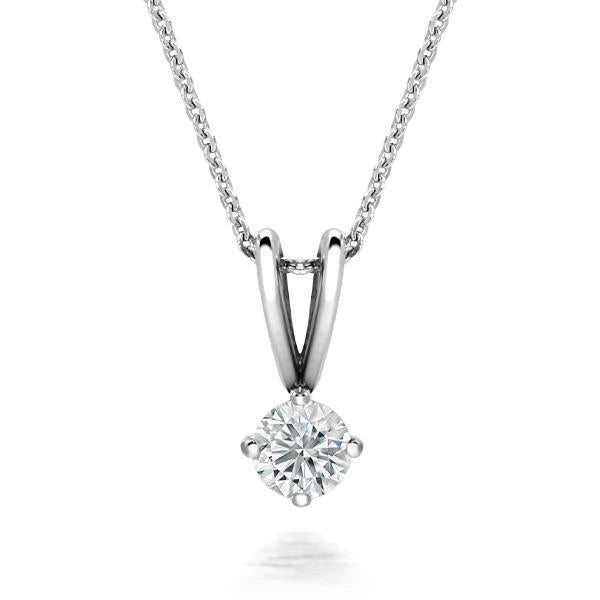 18ct White Gold 0.25ct Diamond Brilliant Cut Solitaire Necklace, FEU-286.