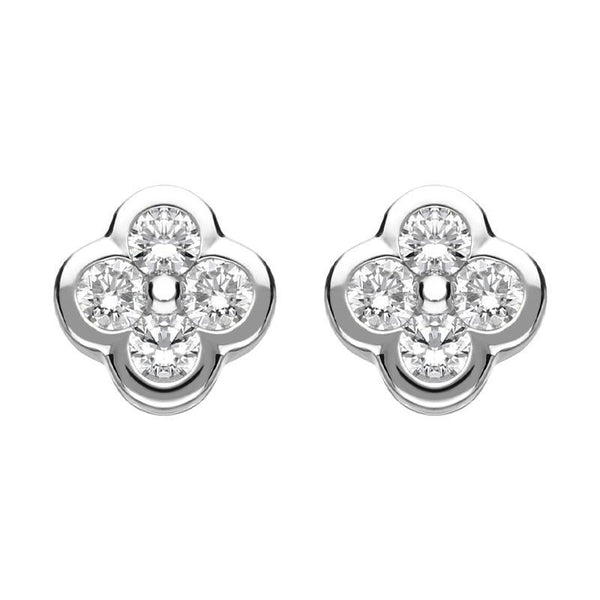 18ct White Gold 0.25ct Diamond Flower Stud Earrings FEU-1971