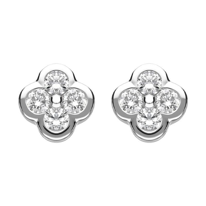 18ct White Gold 0.25ct Diamond Flower Stud Earrings FEU-1971