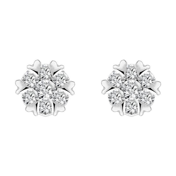 18ct White Gold 0.26ct Diamond Heart Edge Stud Earrings, E2381.