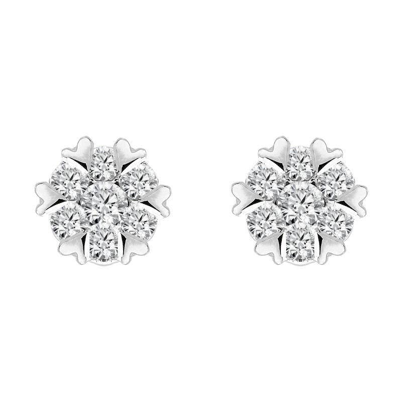 18ct White Gold 0.26ct Diamond Heart Edge Stud Earrings, E2381.