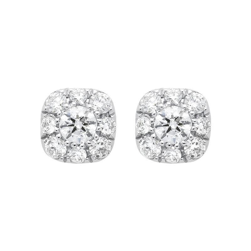 18ct White Gold 0.31ct Diamond Cushion Stud Earrings E2116 