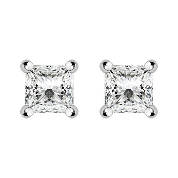 18ct White Gold 0.31ct Diamond Princess Cut Stud Earrings FEU-250