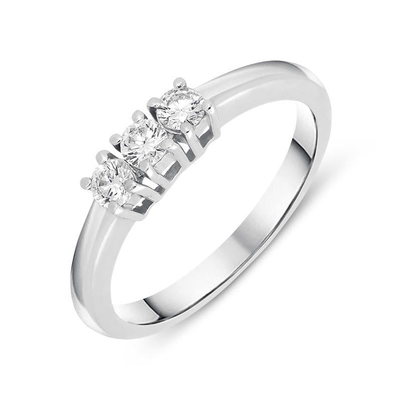 18ct White Gold 0.31ct Diamond Trilogy Ring, R270.