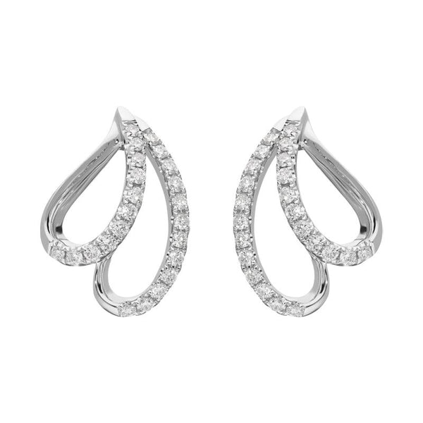 18ct White Gold 0.33ct Diamond Bean Earrings FEU-1957