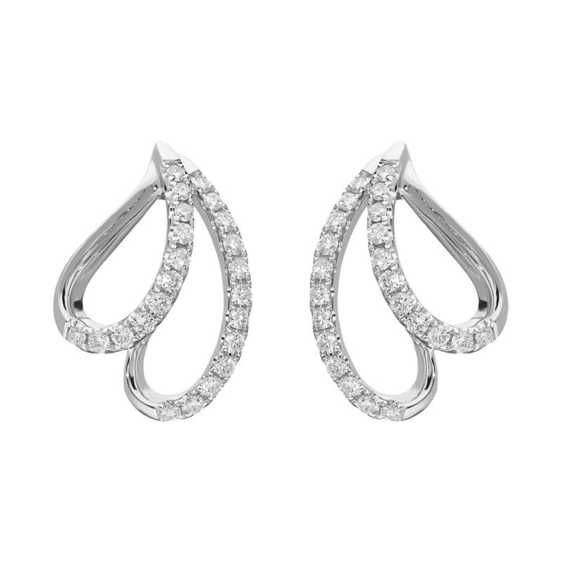 18ct White Gold 0.33ct Diamond Bean Earrings FEU-1957