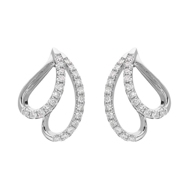 18ct White Gold 0.33ct Diamond Bean Earrings FEU-1957