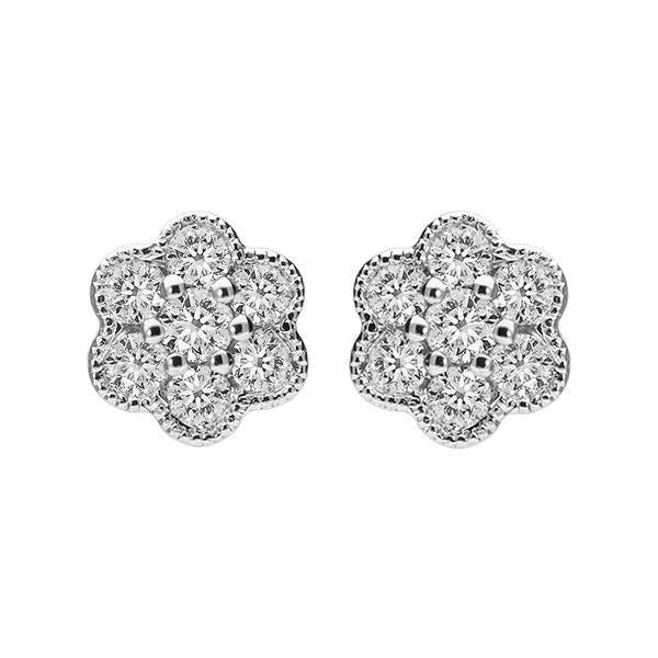 18ct White Gold 0.33ct Diamond Flower Stud Earrings, E2115