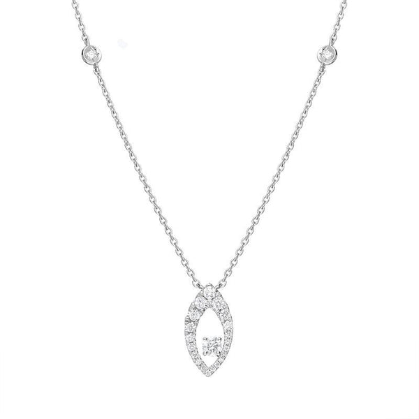 18ct White Gold 0.35ct Diamond Open Marquise Necklace FEU-1922