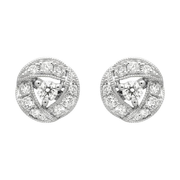 18ct White Gold 0.36ct Diamond Ribbon Edge Stud Earrings E2383