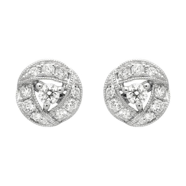 18ct White Gold 0.36ct Diamond Ribbon Edge Stud Earrings E2383