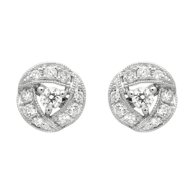 18ct White Gold 0.36ct Diamond Ribbon Edge Stud Earrings E2383