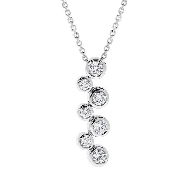 18ct White Gold 0.37ct Diamond Bubble Necklace, ATD-158.