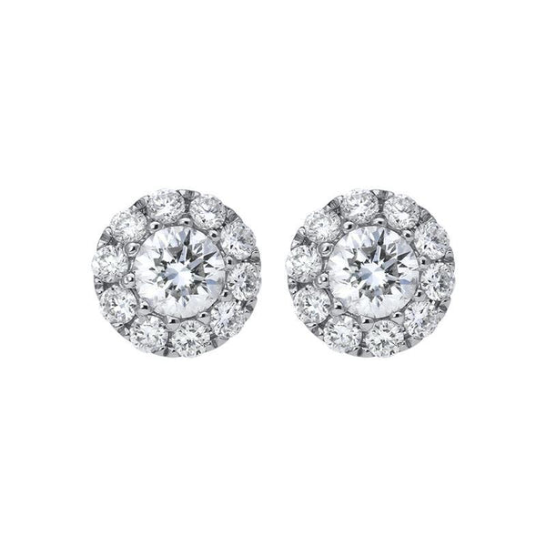 18ct White Gold 0.37ct Diamond Halo Stud Earrings, ATD-155.