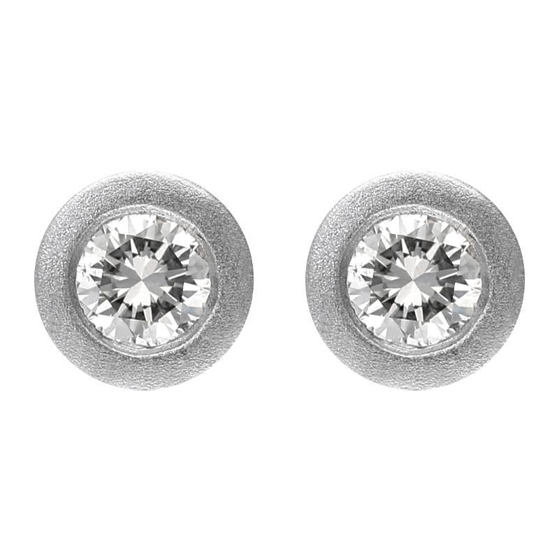 18ct White Gold 0.44ct Diamond Solitaire Satin Stud Earrings, E243B1.