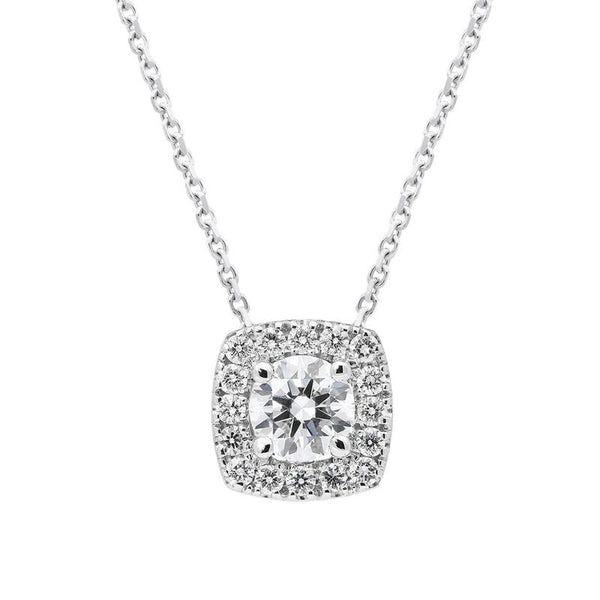 18ct White Gold 0.41ct Diamond Cushion Necklace BLC-050