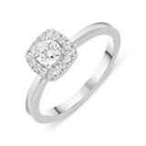 18ct White Gold 0.42ct Diamond Pave Round Brilliant Cut Halo Ring