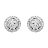 18ct White Gold 0.42ct Diamond Round Cluster Stud Earrings FEU-1974