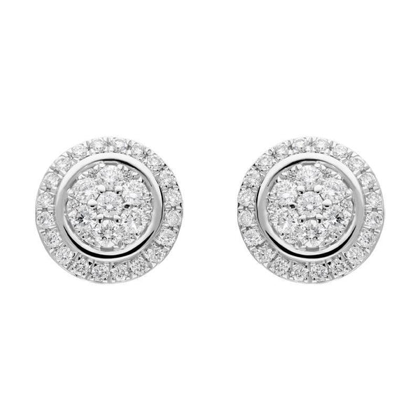 18ct White Gold 0.42ct Diamond Round Cluster Stud Earrings FEU-1974