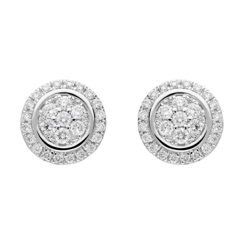 18ct White Gold 0.42ct Diamond Round Cluster Stud Earrings FEU-1974
