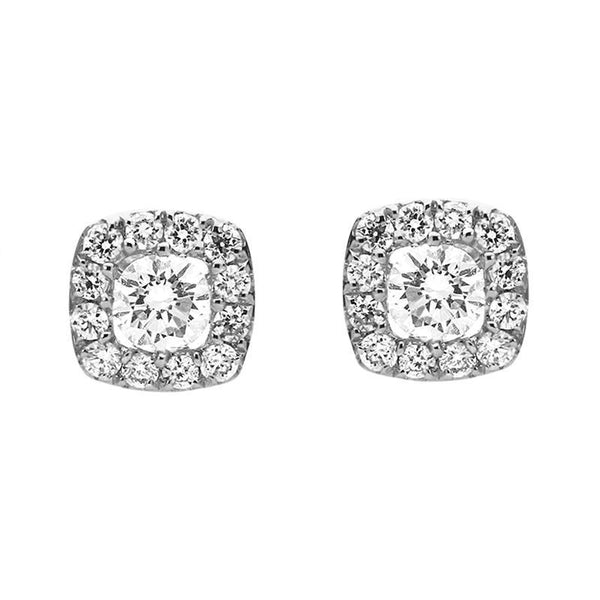 18ct White Gold 0.43ct Diamond Cushion Stud Earrings, E2357.