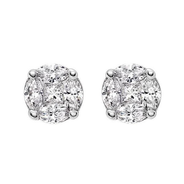 18ct White Gold 0.44 Carat Diamond Cluster Stud Earrings. FEU-110