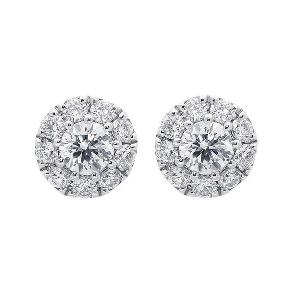 18ct White Gold 0.44ct Diamond Halo Stud Earrings, ATD-154