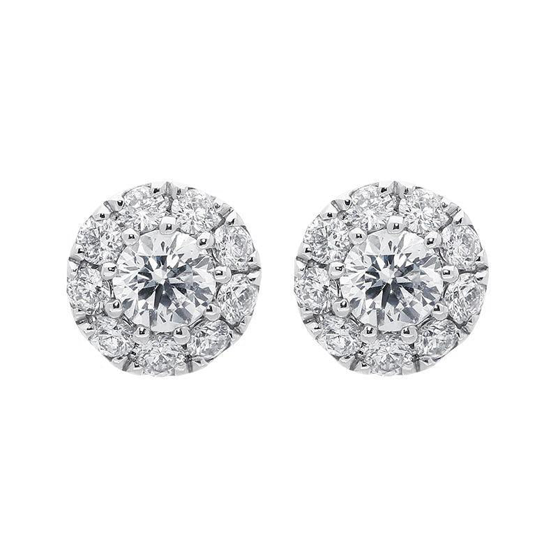 18ct White Gold 0.44ct Diamond Halo Stud Earrings, ATD-154