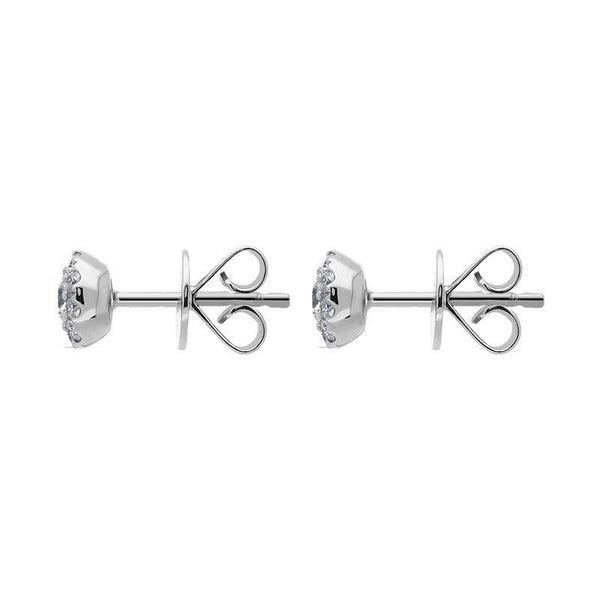 18ct White Gold 0.44ct Diamond Halo Stud Earrings, ATD-154.