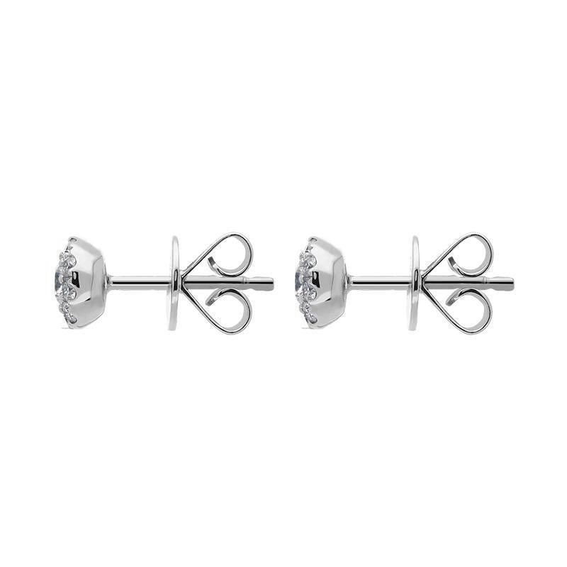 18ct White Gold 0.44ct Diamond Halo Stud Earrings, ATD-154.