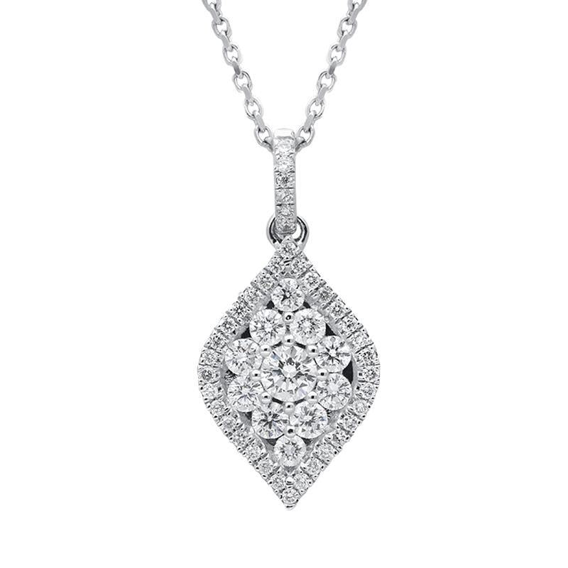 18ct White Gold 0.44ct Diamond Leaf Necklace, FEU-1776.