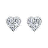 18ct White Gold 0.45ct Diamond Heart Stud Earrings, FEU-103.