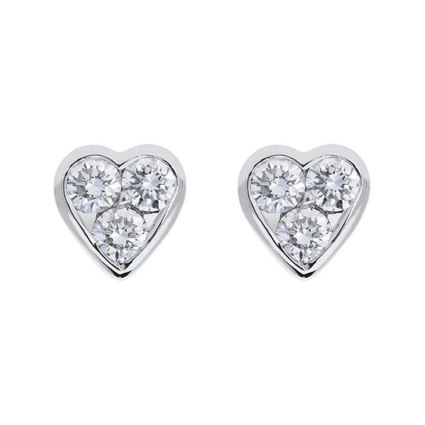 18ct White Gold 0.45ct Diamond Heart Stud Earrings, FEU-103.