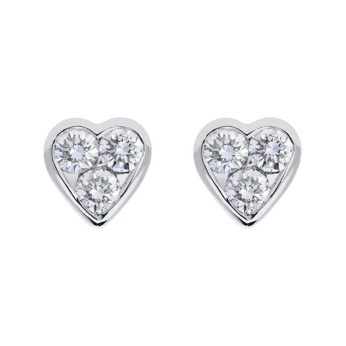 18ct White Gold 0.45ct Diamond Heart Stud Earrings, FEU-103.
