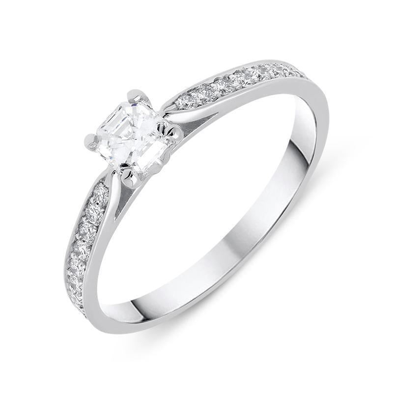 18ct White Gold 0.46ct Diamond Asscher Cut Engagement Ring BLC-078